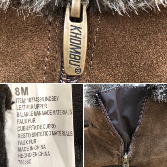 Khombu suede & faux fur booties in chocolate - Picture 8 of 8